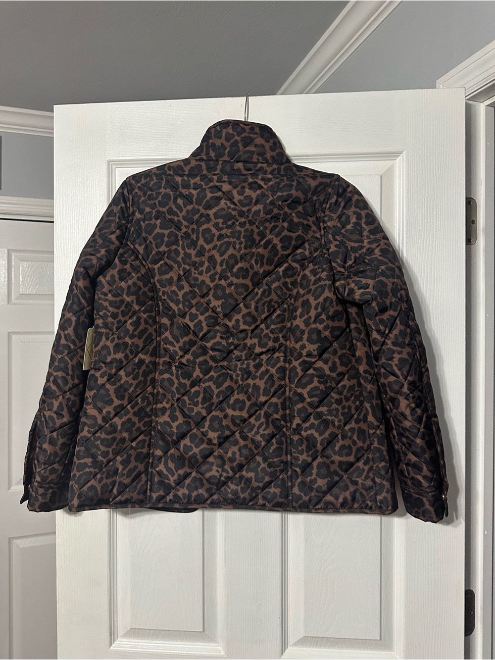 NWT St. John's Bay Brown and Black Leopard Quilted Puffer Jacket - Picture 9 of 16